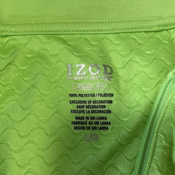 Izod Neon Green Athletic Golf Tennis Sleeveless Mock neck Top Size Large - Picture 10 of 13